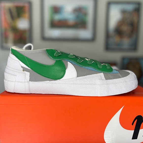 Nike Blazer Low x Sacai Med Gray/Classic Green - Picture 4 of 5